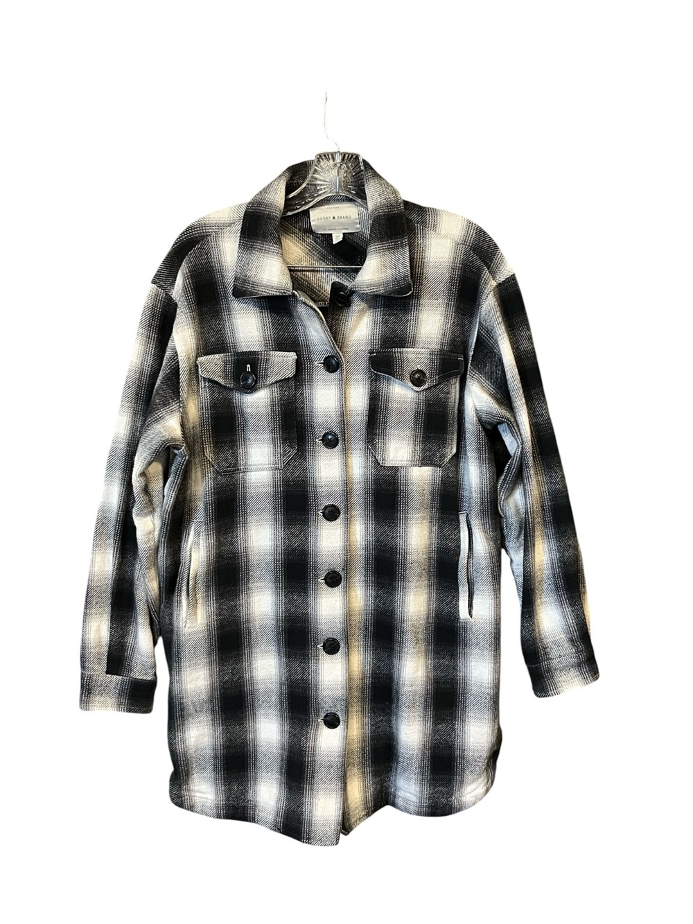 Lucky Brand Shacket Women’s S Black White Plaid Cotton Overshirt
